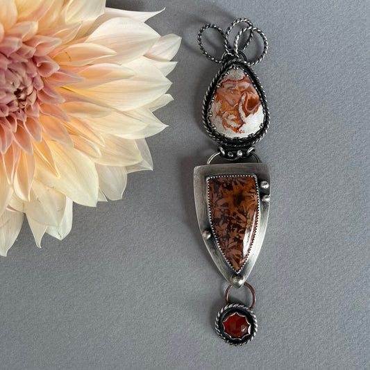 Boulder Opal, Petrified Wood & Carnelian Trio