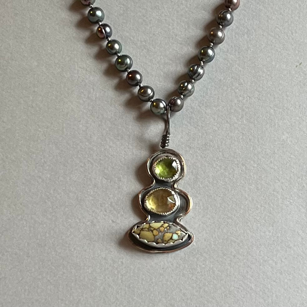 Variscite, Peridot and Citrine Pendant