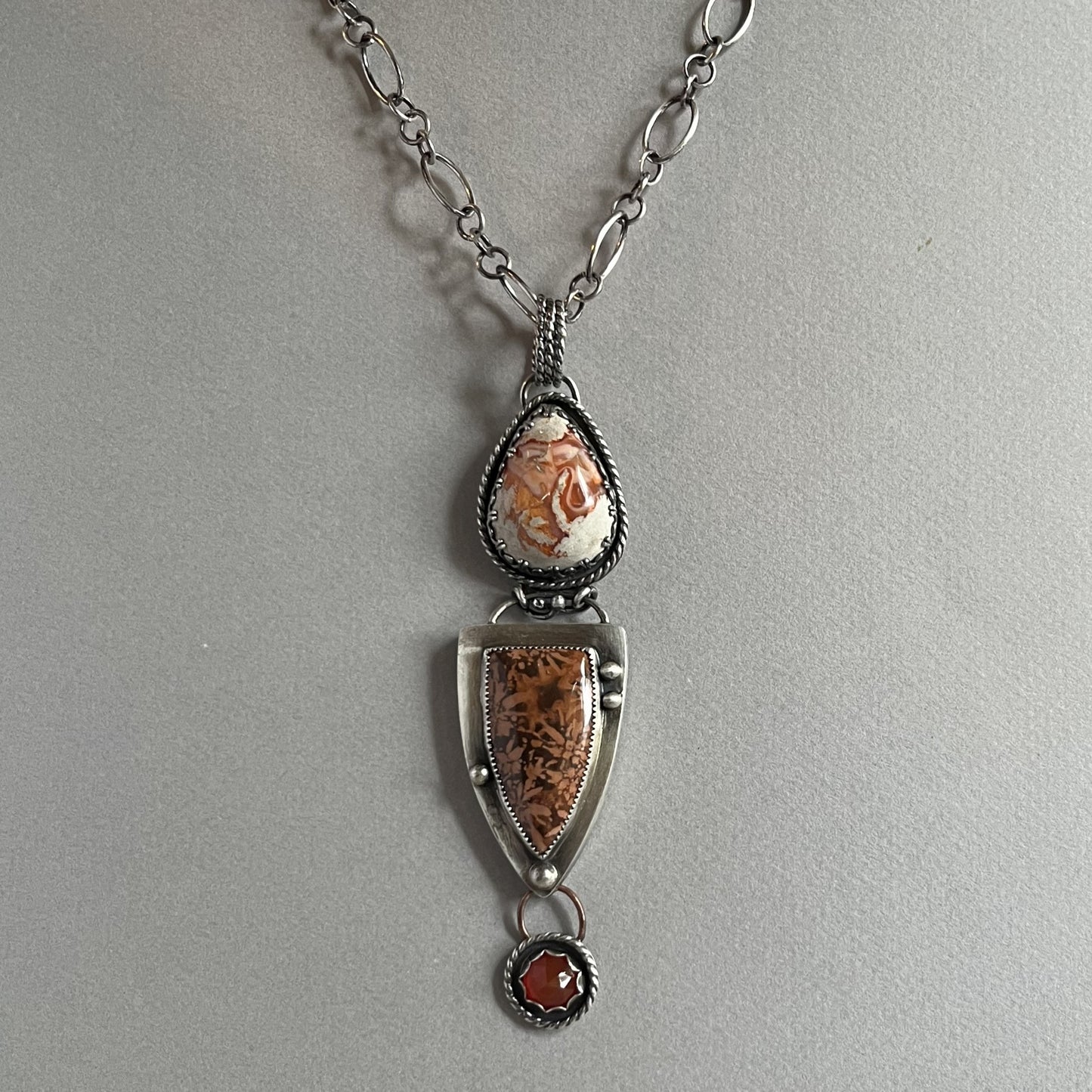 Boulder Opal, Petrified Wood & Carnelian Trio